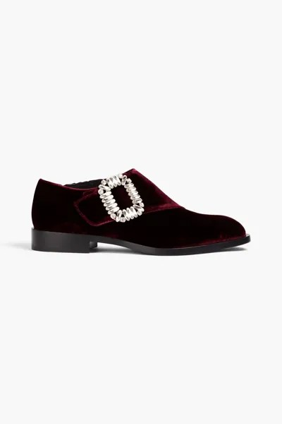 Бархатные лоферы Monk Strass с декором Roger Vivier, слива