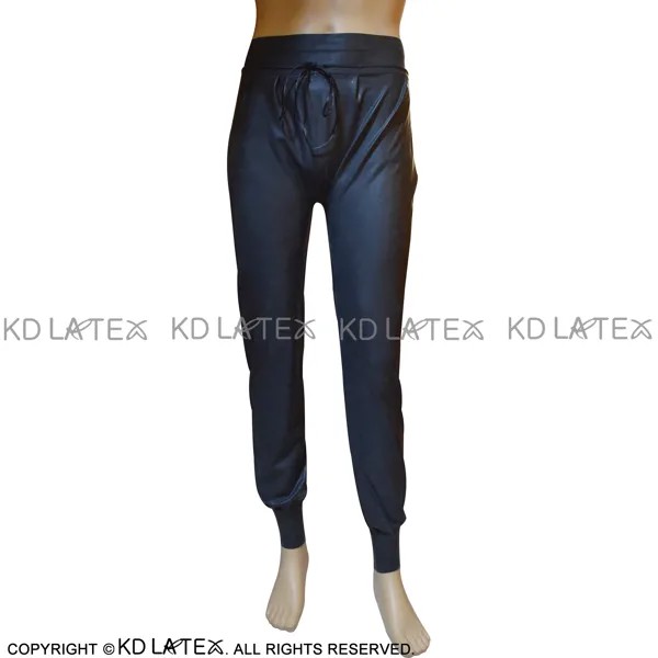 Черные сексуальные латексные штаны с карманами и шнуровкой спереди, резиновые брюки, CK-0062