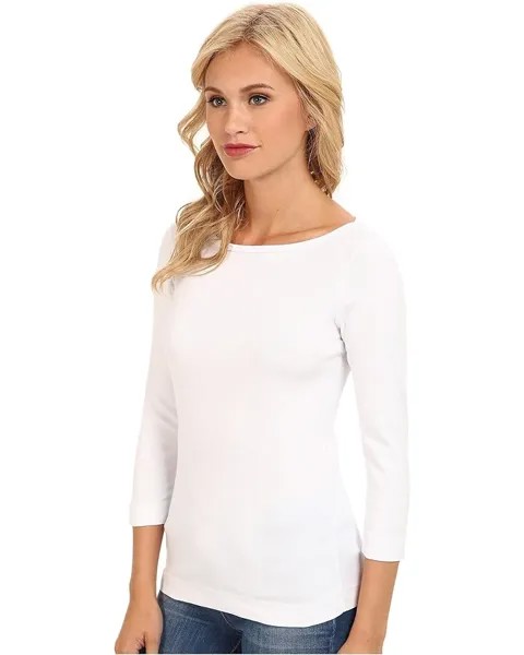 Футболка Three Dots 100% Cotton Heritage Knit 3/4 Sleeve British Tee, белый