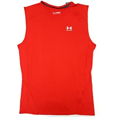 Мужская компрессионная футболка без рукавов с логотипом UA Under Armour, красная (600), высокий размер 4XL