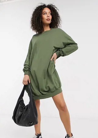 Платье-свитшот в стиле oversized цвета хаки ASOS DESIGN Tall-Зеленый цвет