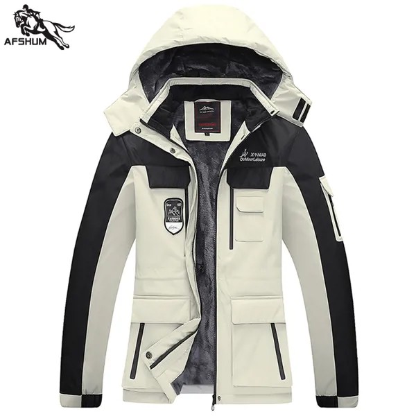 Зимняя мужская куртка, Мужская парка, брикет 6XL, мужские бархатные Утепленные Пальто с капюшоном, лыжный костюм, мужские повседневные теплые...