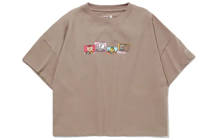 Футболка Line Friends X женская цвета хаки Lining