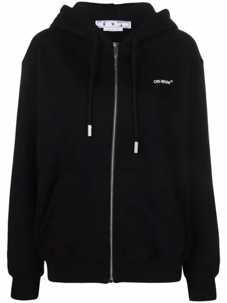 Off-White худи на молнии с полосками