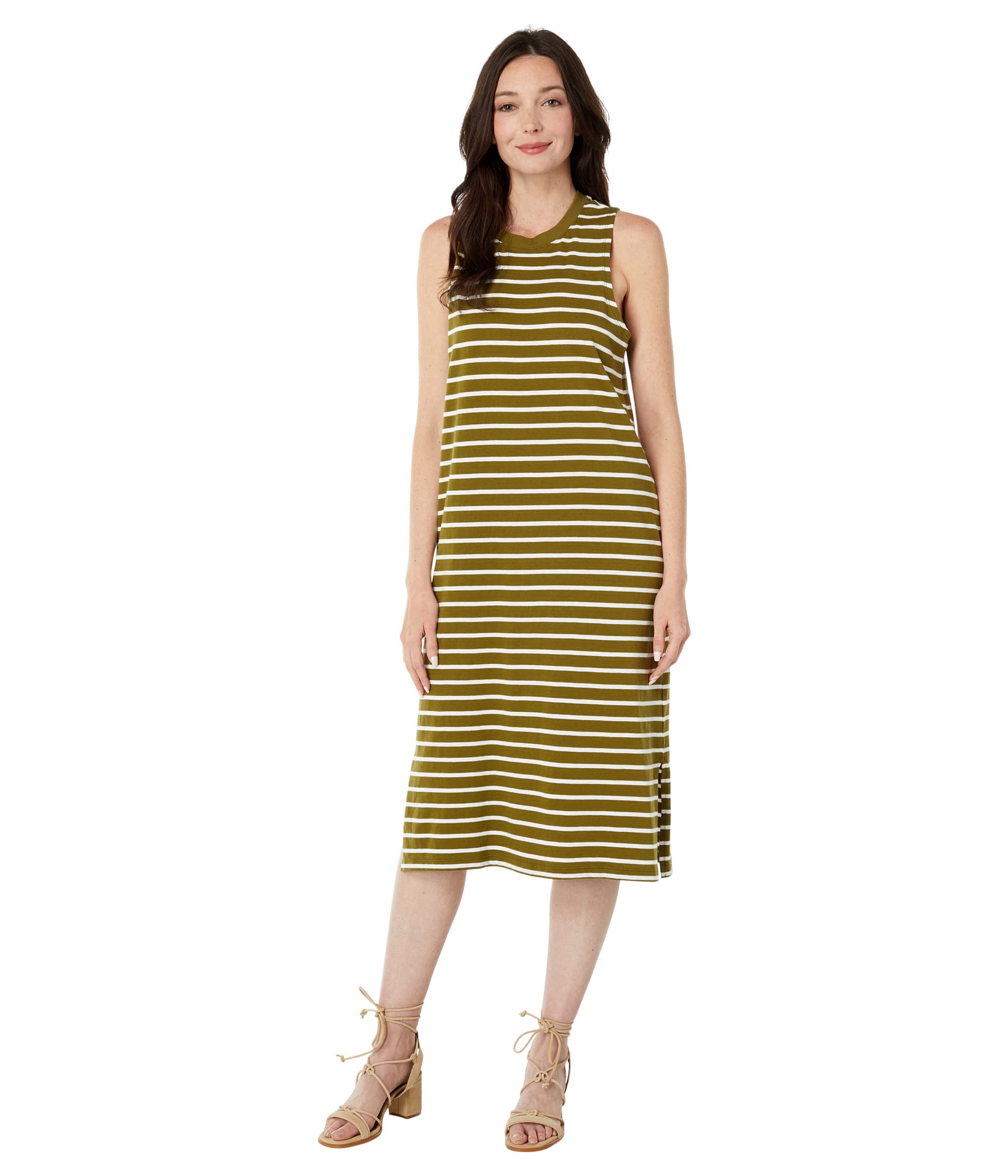 Платье Madewell, Organic Cotton Crewneck Tank Midi Dress in Stripe