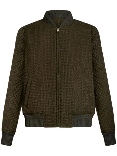 ETRO шерстяной бомбер на молнии, зеленый