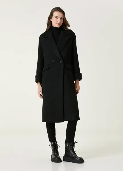 Черное двубортное пальто AllSaints