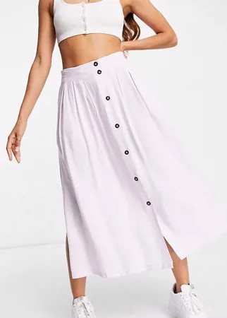 Сиреневая юбка миди на пуговицах с глубокими карманами ASOS DESIGN Petite-Разноцветный