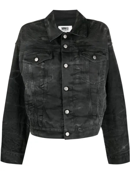 MM6 Maison Margiela джинсовая куртка с жатым эффектом, черный