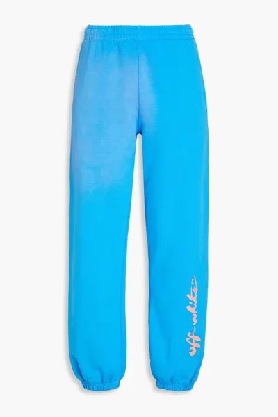 Спортивные брюки из французской хлопковой махры с отбеленным принтом Off-White, синий