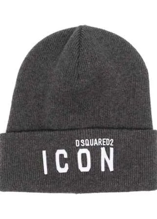 Dsquared2 шапка в рубчик с вышитым логотипом