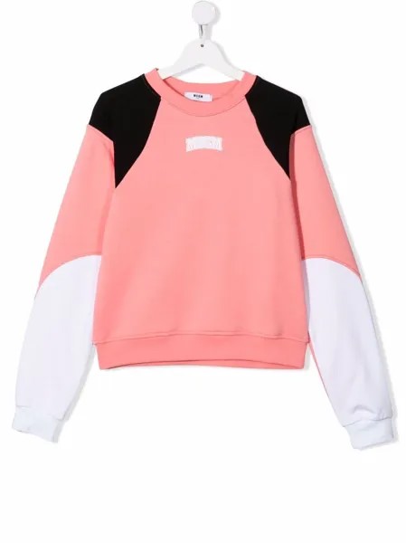 MSGM Kids толстовка в стиле колор-блок с логотипом