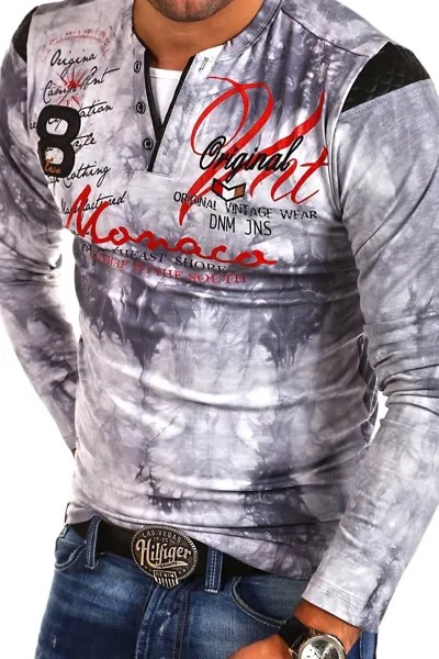 Лонгслив behype Langarmshirt P Monaco, серый
