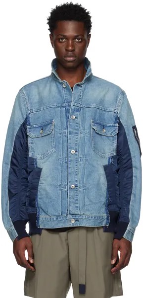 Синяя джинсовая куртка со вставками sacai