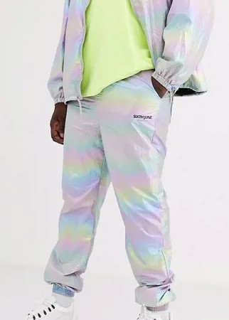 Спортивные брюки со светоотражающей голографической отделкой Sixth June-Серебряный