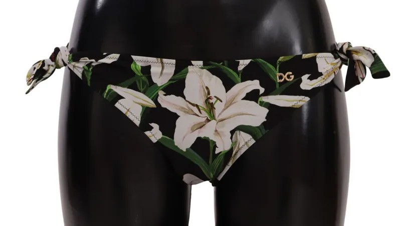 DOLCE - GABBANA Купальники Низ бикини Черный Купальник с принтом лилий IT2 / S 250 долларов США