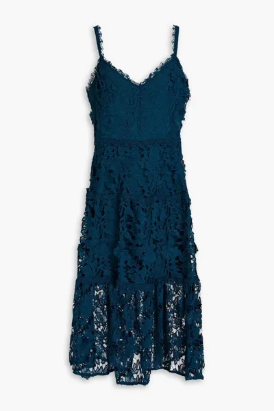 Платье миди из кружева макраме Marchesa Notte, цвет Storm blue