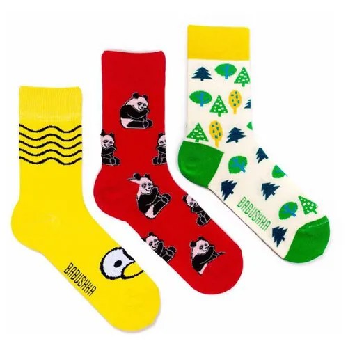 Набор 3 пары женских цветных носков Babushka CGB-7, Многоцветный, 23-25 (размер обуви 36-39)