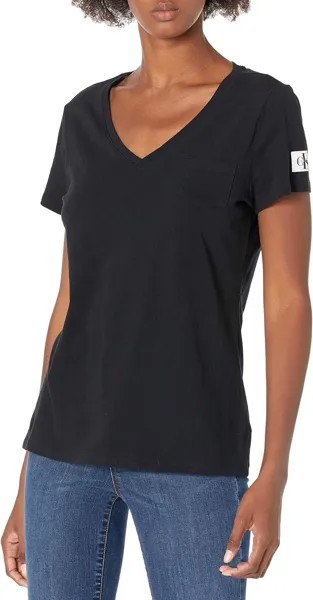 Женская укороченная футболка с логотипом с короткими рукавами Calvin Klein, цвет Black Jack
