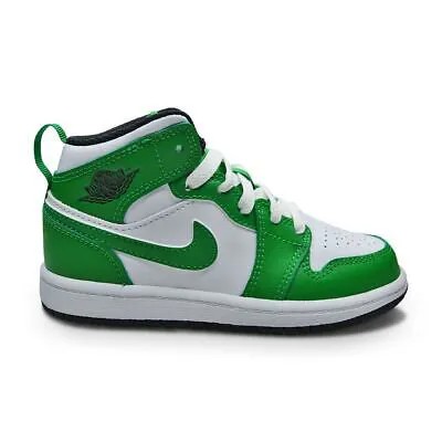 Детские кроссовки Nike Jordan 1 Mid (PS) — DQ8424 301 — «Lucky Green» черные, белые