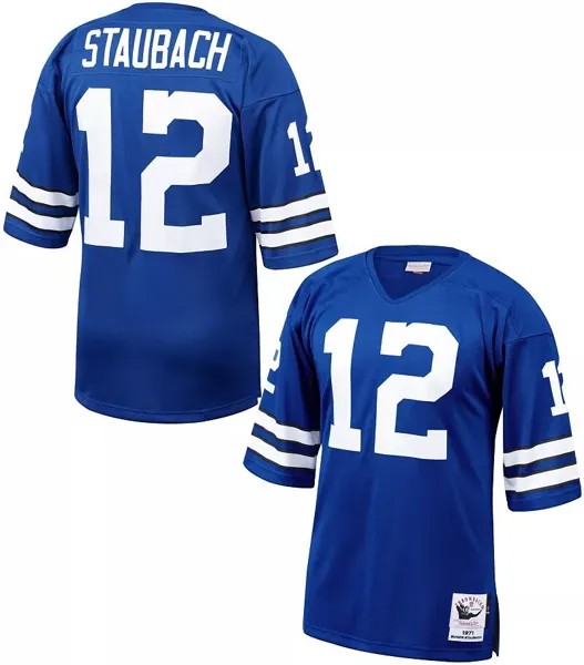 Мужская игровая майка Mitchell & Ness Dallas Cowboys Roger Staubach # 12 Royal 1971 года