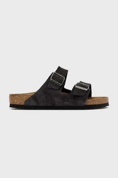 Замшевые шлепанцы Arizona SFB Birkenstock, серый