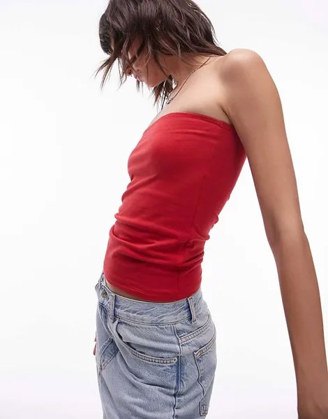 Topshop – Tr>4gerloses Длинный топ в цвете Rot