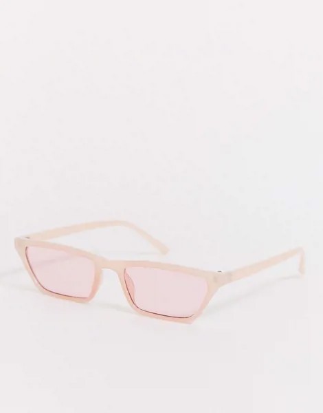 Розовые солнцезащитные очки в узкой оправе 