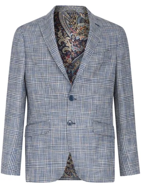 ETRO пиджак в ломаную клетку, синий