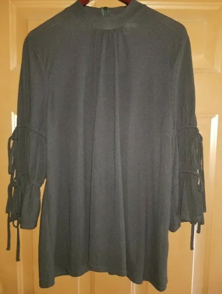 GLAMOROUS CURVE Черная вязаная блузка с длинными рукавами и открытым разрезом, топ 18 US UK22 EU50