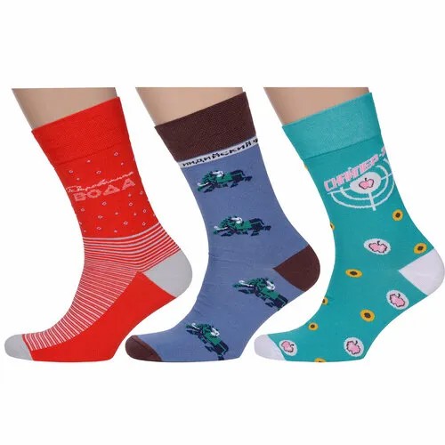 Носки MoscowSocksClub, комплект, 3 пары, размер 25 (38-40), разноцветный