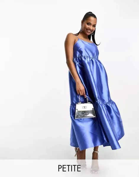 Текстурное синее платье миди для выпускного Y.A.S Petite