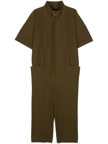 Homme Plissé Issey Miyake комбинезон на молнии с защипами и складками, зеленый