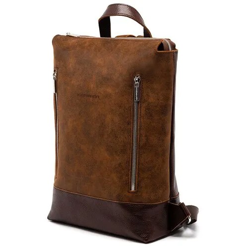 Рюкзак мессенджер Igermann, фактура гладкая, коричневый
