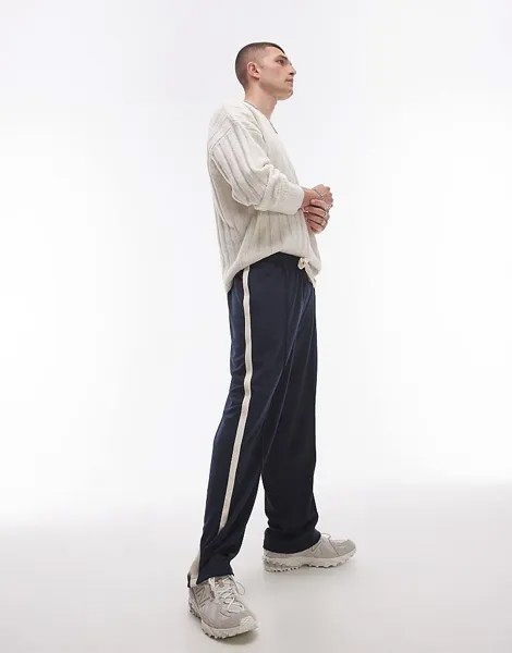 Topman – темно-синие джоггеры с прямыми штанинами и полосками