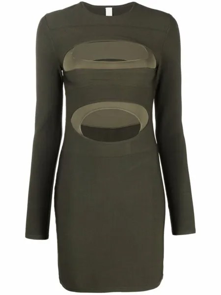 Многослойное платье мини с вырезами Dion Lee, зеленый