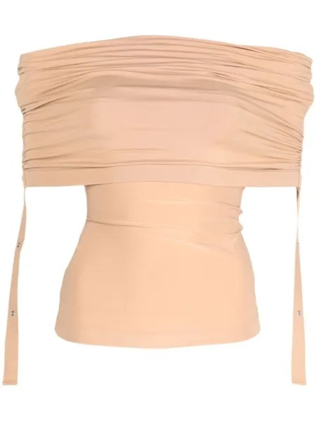 Dion Lee топ с открытыми плечами и сборками, оранжевый