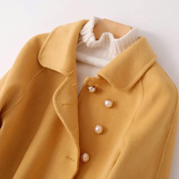 Женское длинное двустороннее шерстяное пальто, корейское элегантное пальто, модель 100% KJ3908, 1966