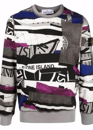 Stone Island толстовка в технике пэчворк с логотипом