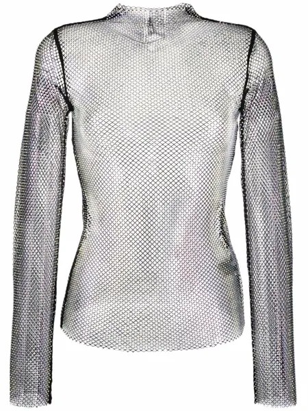 Patrizia Pepe gem-mesh longsleeved top