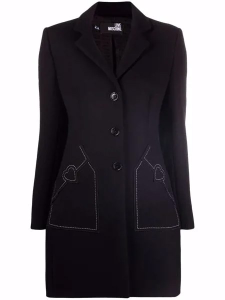 Love Moschino однобортное пальто с декоративной строчкой