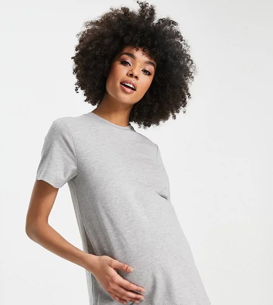 Oversized-футболка свободного кроя ASOS Maternity Rest Day-Серый