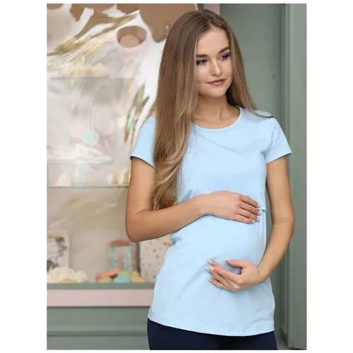 1-125505А Джемпер для беременных и кормящих женщин размер (170,176-92-98) Бледно-голубой