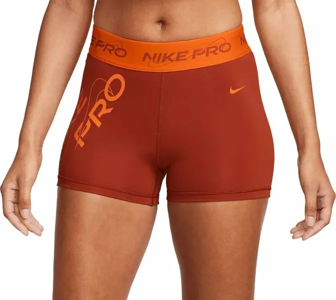 Женские тренировочные шорты Nike Pro Dri-FIT со средней посадкой, 3 дюйма, с графическим рисунком