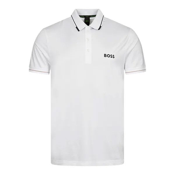 Мужская рубашка поло с короткими рукавами Hugo Boss Paul Pro Slim Fit, белый