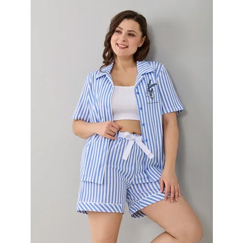 Пижама  Алтекс, размер 48, белый, голубой