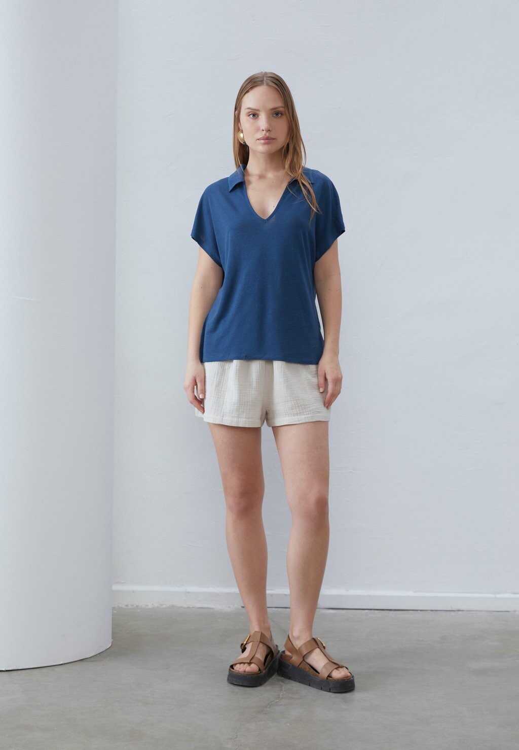 Рубашка поло LINEN BLEND Anna Field, темно-синий