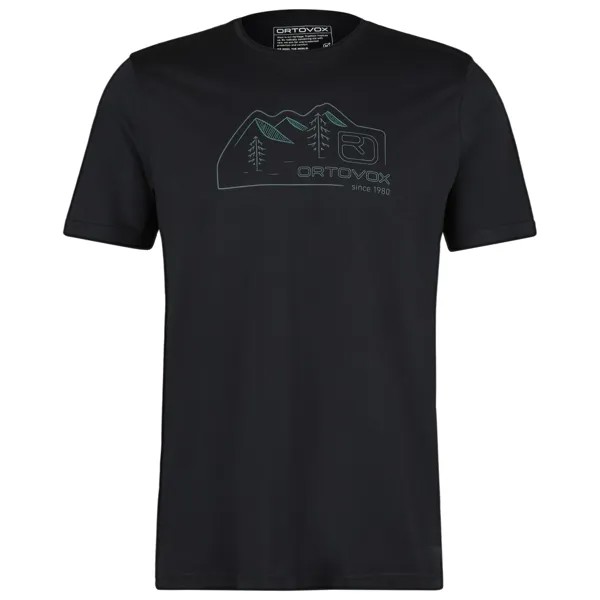 Рубашка из мериноса Ortovox 150 Cool Vintage Badge T Shirt, цвет Black Raven