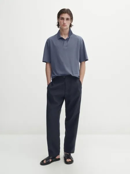 Комфортная рубашка-поло с короткими рукавами Massimo Dutti, черный