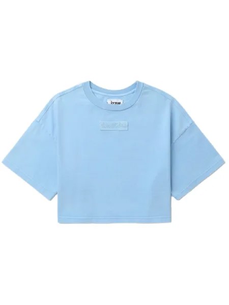 Izzue укороченная футболка с нашивкой-логотипом, синий
